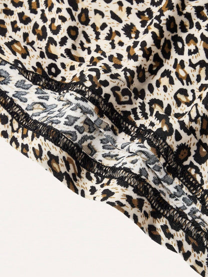 SHEIN Ezwear Leopard Print Cropped Casual Fitted Tank Top for Women, Suitable for Summer