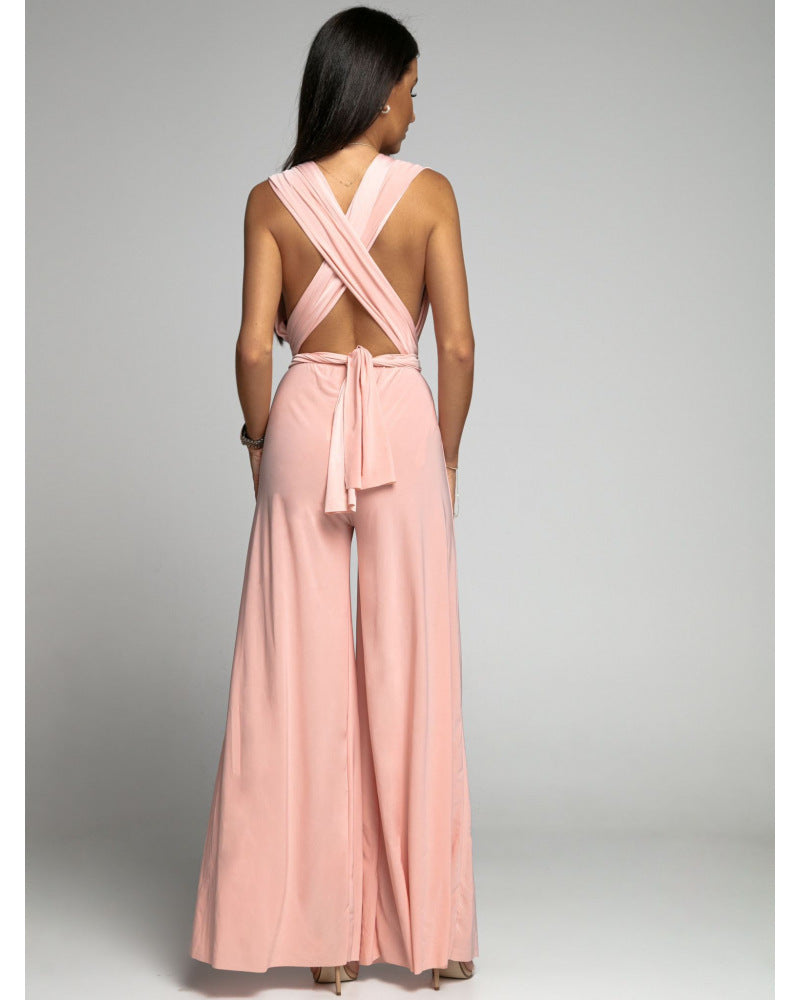 Deep V-Neck Sleeveless Backless Siamese Suit