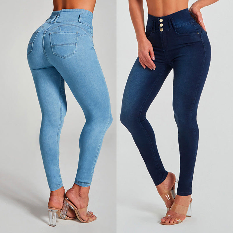 High Waist Jeans Women'S Skinny Trousers Tight Stretch Shaping and Hip Lifting Pants