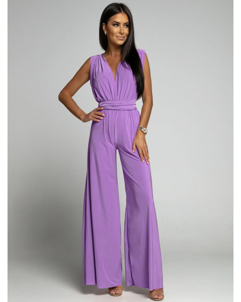 Deep V-Neck Sleeveless Backless Siamese Suit