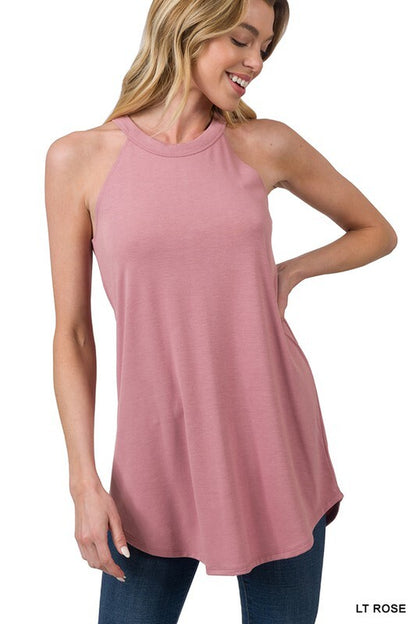 CLEARANCE Womens Long Halter Tank Top Casual Tunic Blouse Sleeveless Shirt