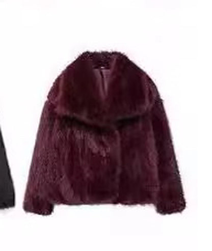 Winter Plush Coat Fashion Warm Thicken Fluffy Lapel Jacket Outwear Casual Long Sleeve Tops Womens Clothing