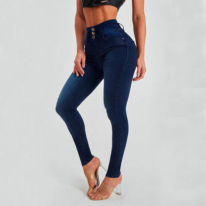 High Waist Jeans Women'S Skinny Trousers Tight Stretch Shaping and Hip Lifting Pants