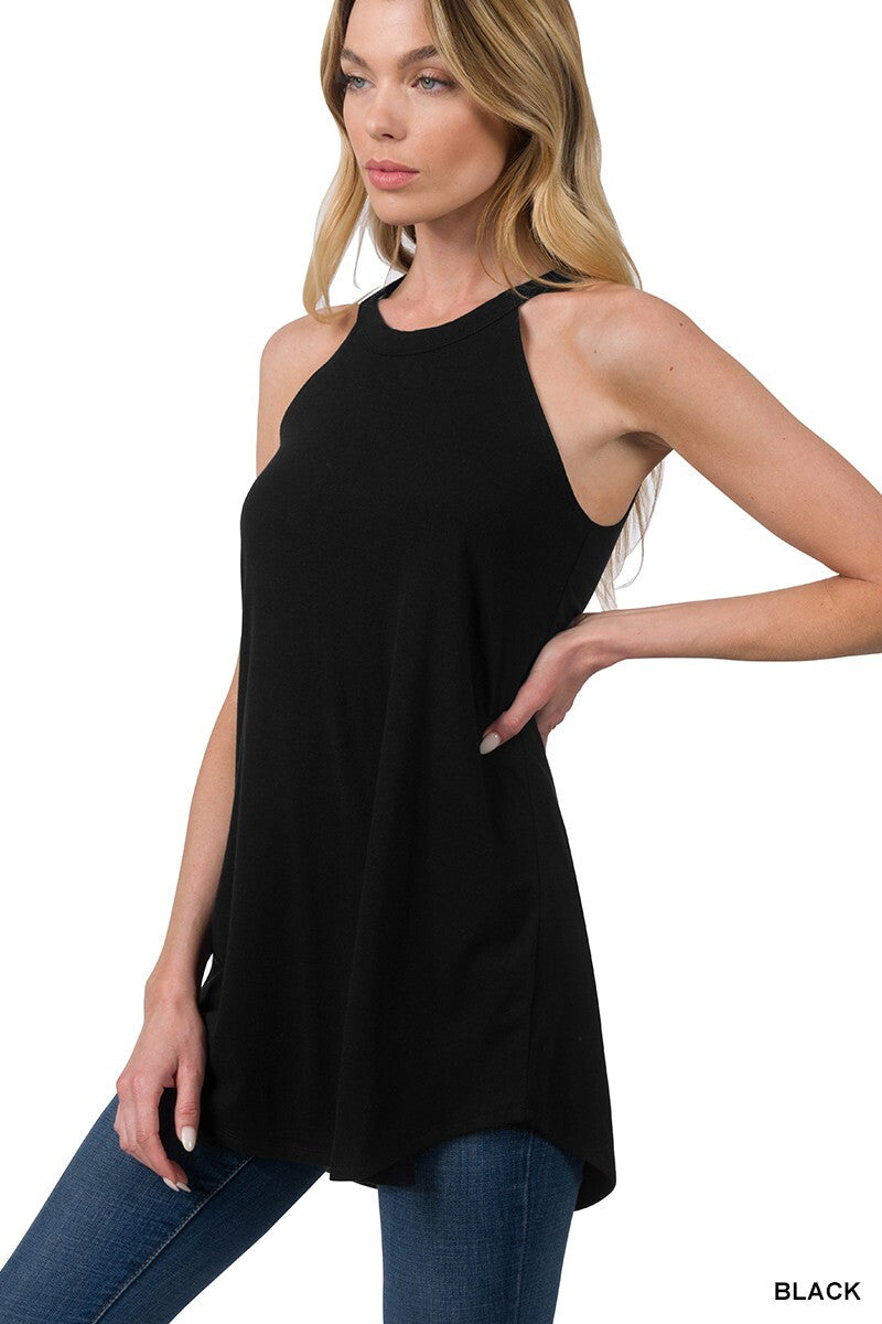 CLEARANCE Womens Long Halter Tank Top Casual Tunic Blouse Sleeveless Shirt