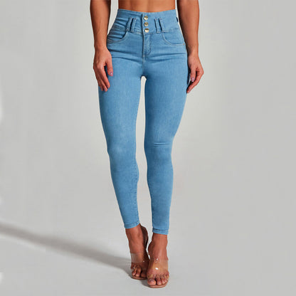 High Waist Jeans Women'S Skinny Trousers Tight Stretch Shaping and Hip Lifting Pants