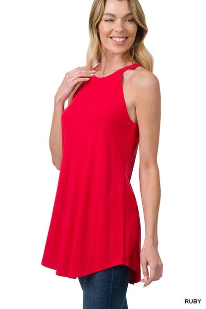 CLEARANCE Womens Long Halter Tank Top Casual Tunic Blouse Sleeveless Shirt